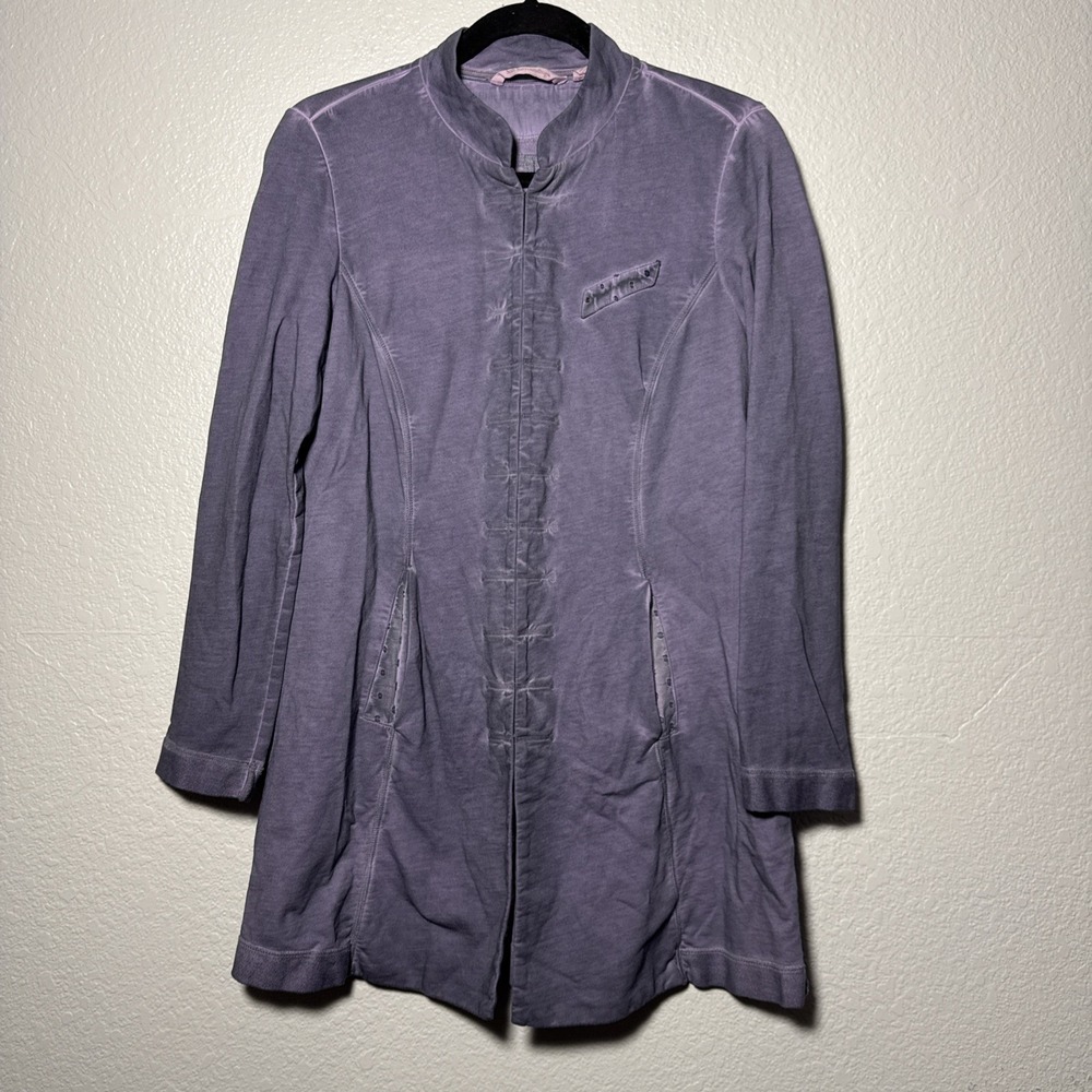 Soft Surroundings Jacket Women Size PM Military Utility‎ Acid Wash Purple